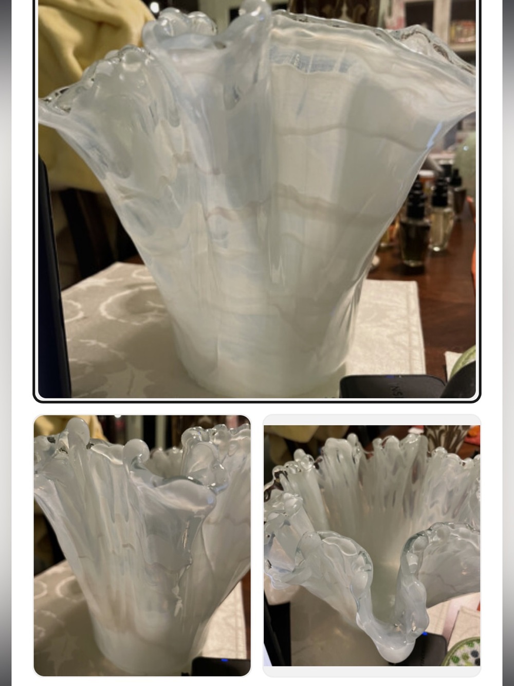 Murano White Glass Vase White Oak Model Tammaro Home